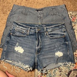 2 for 1 Jean shorts! Lee flowy polka dot shorts & Old Navy ripped shorts